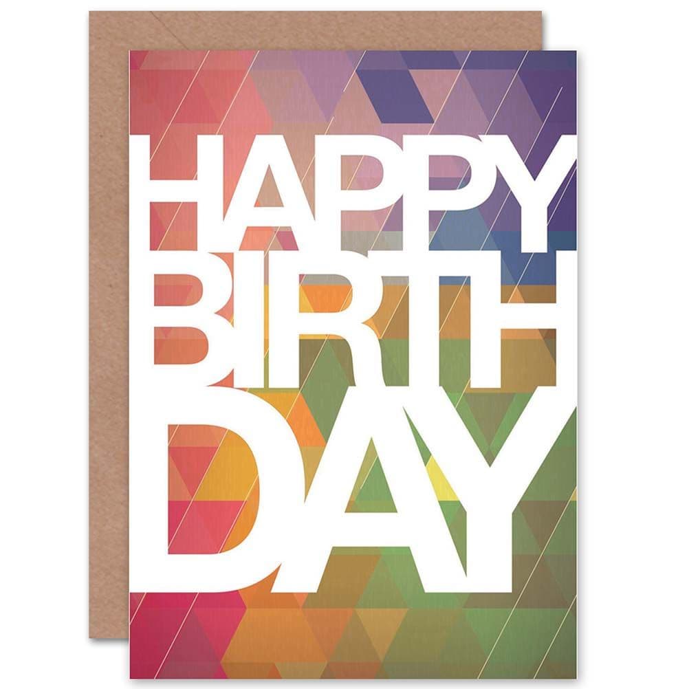 Colourful Geometric Happy Birthday Greetings Card