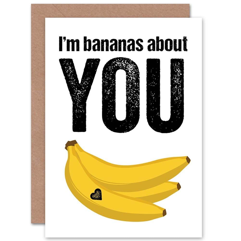 Valentine Card Bananas About You Love Art Fun Greetings Card
