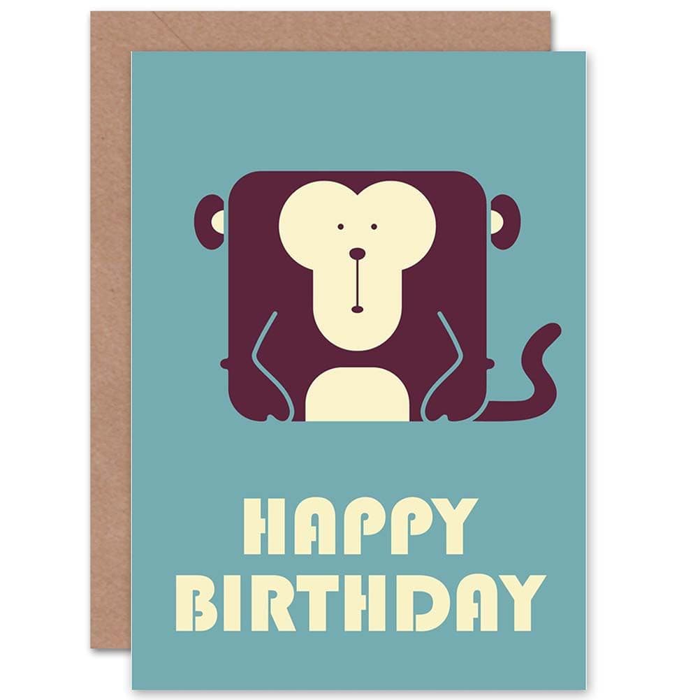 Birthday Child Kids Boys Monkey Dark Greetings Card