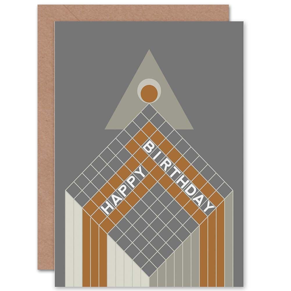 Birthday Cubist Graph Happy Geometry Greetings Card