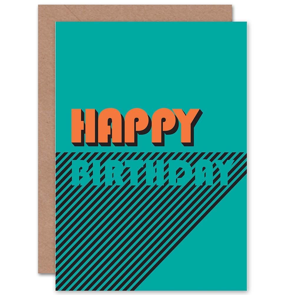 Retro Lines Birthday Greetings Card