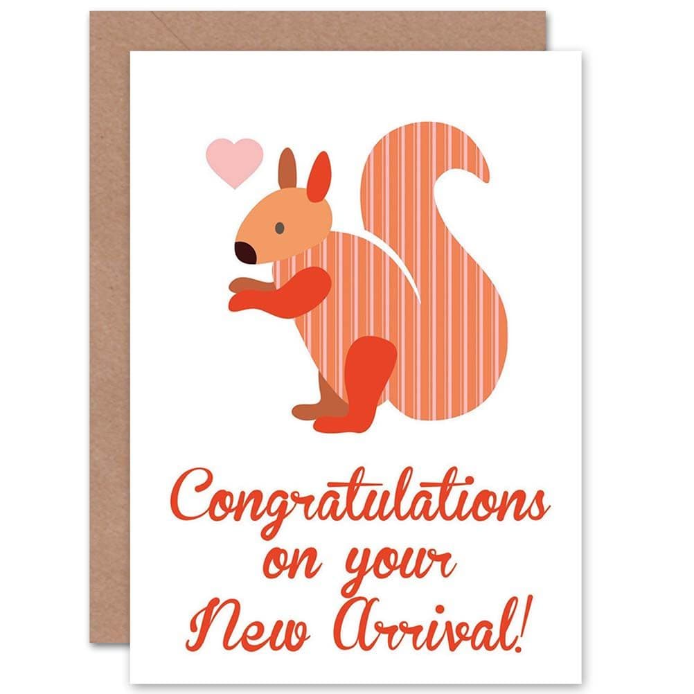 New Baby New Arrival Patchwork Squirrel Greetings Card