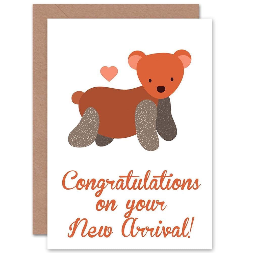 Arrival Patchwork Teddy Bear Greetings Card
