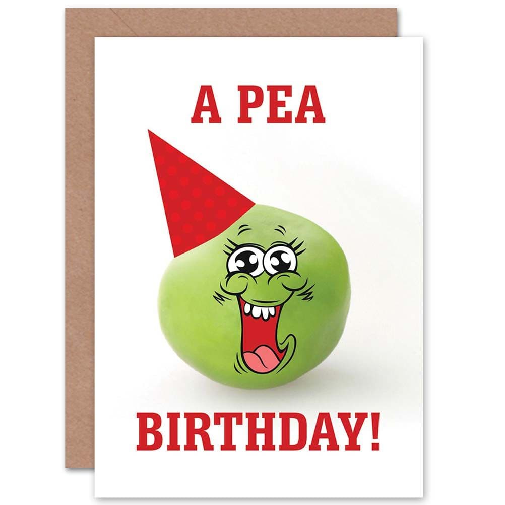Birthday Happy Pea Pun Funny Cartoon Humour Greetings Card