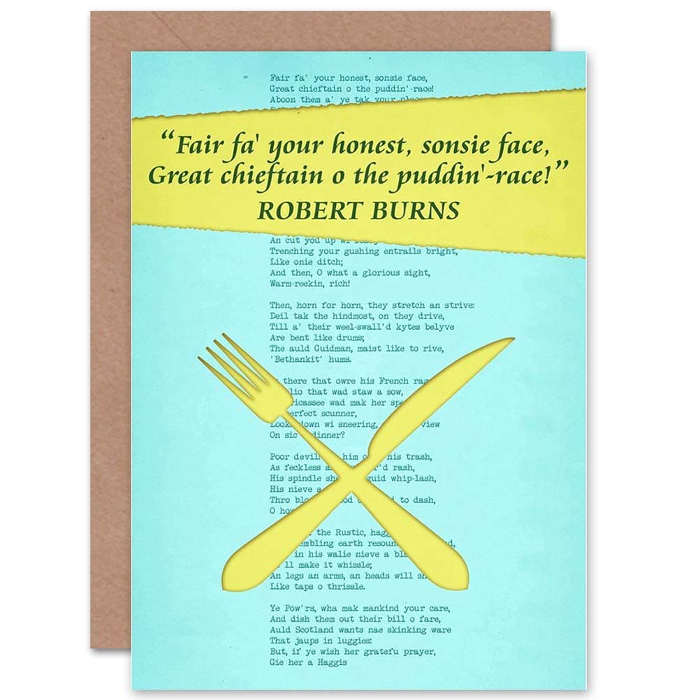 Robert Burns Poem Lyrics To A Haggis Scottish Scotland Greetings Card