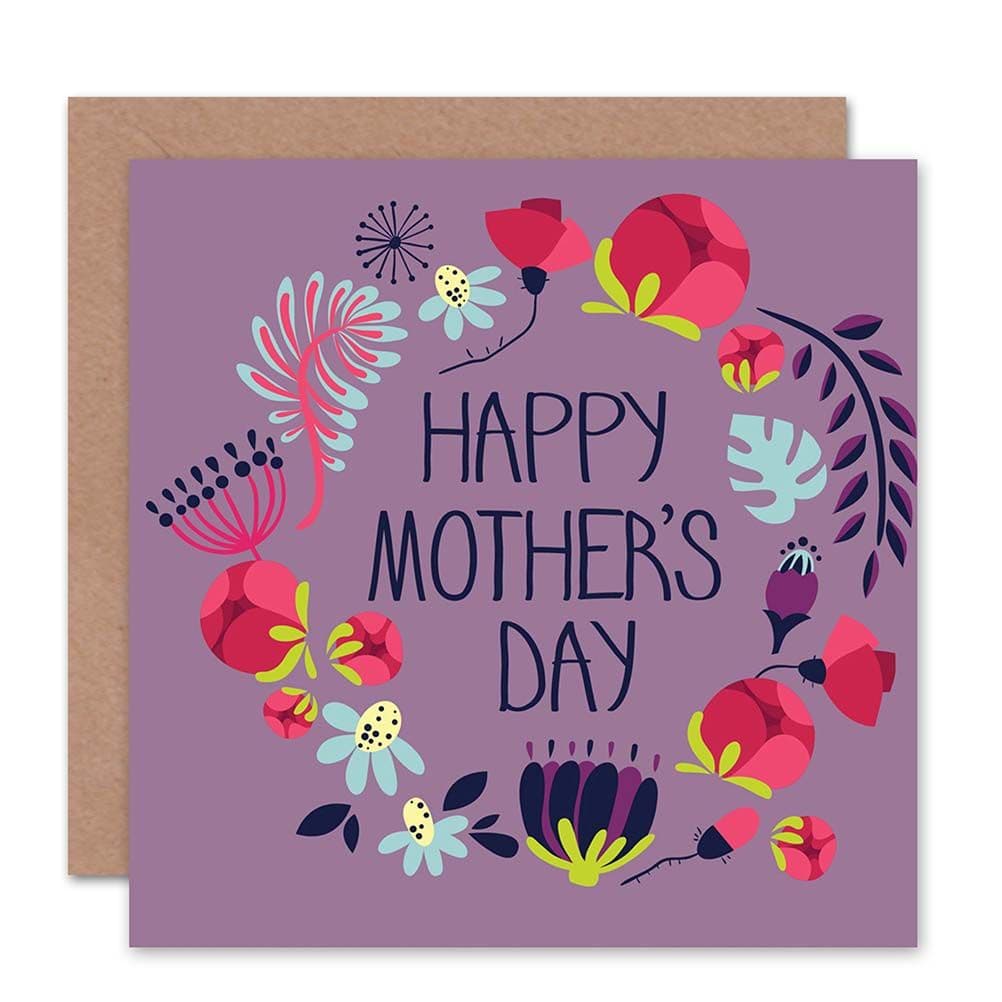 Flower Wreath Design Floral Mothers Day Card
