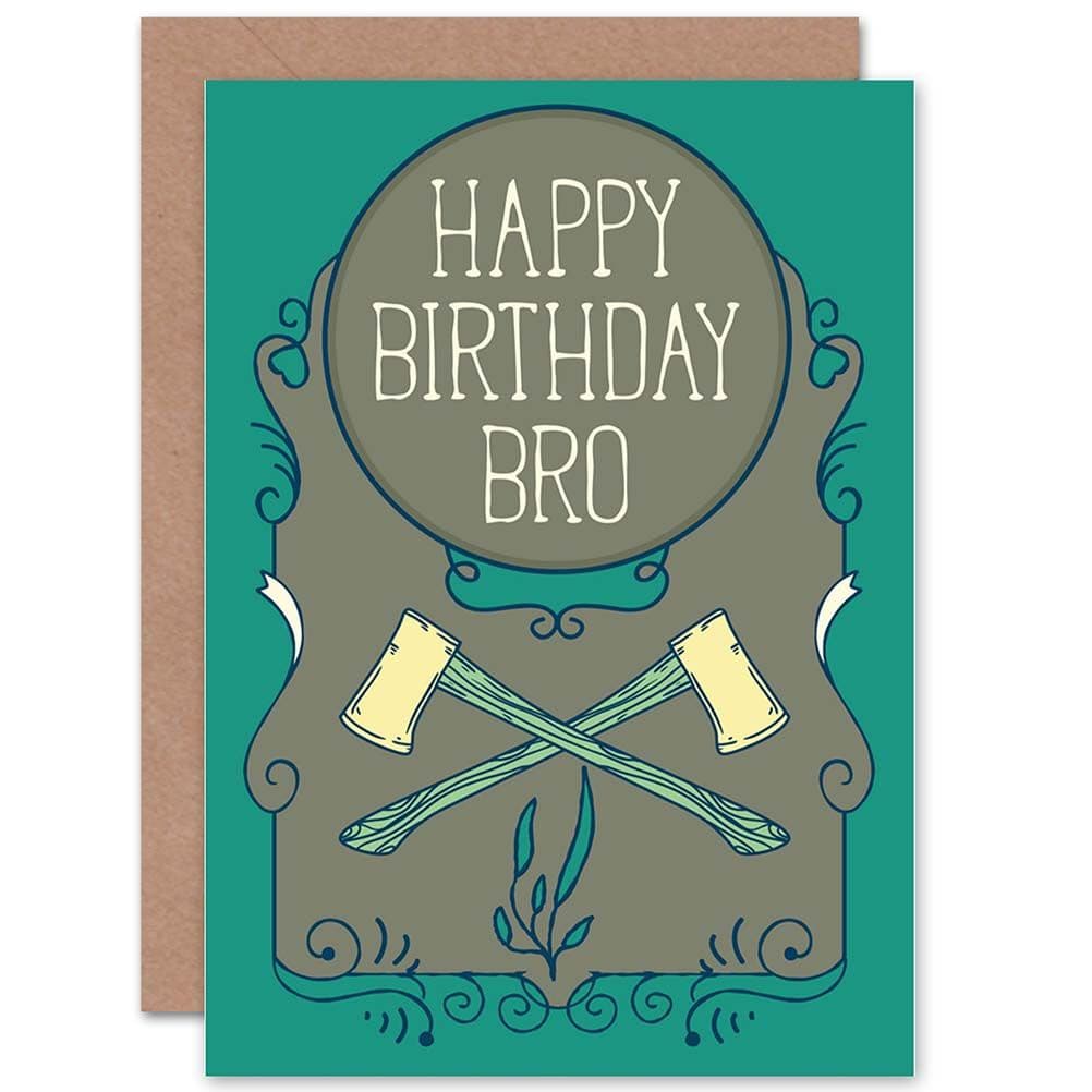 Birthday Brother Axes Green Greetings Card