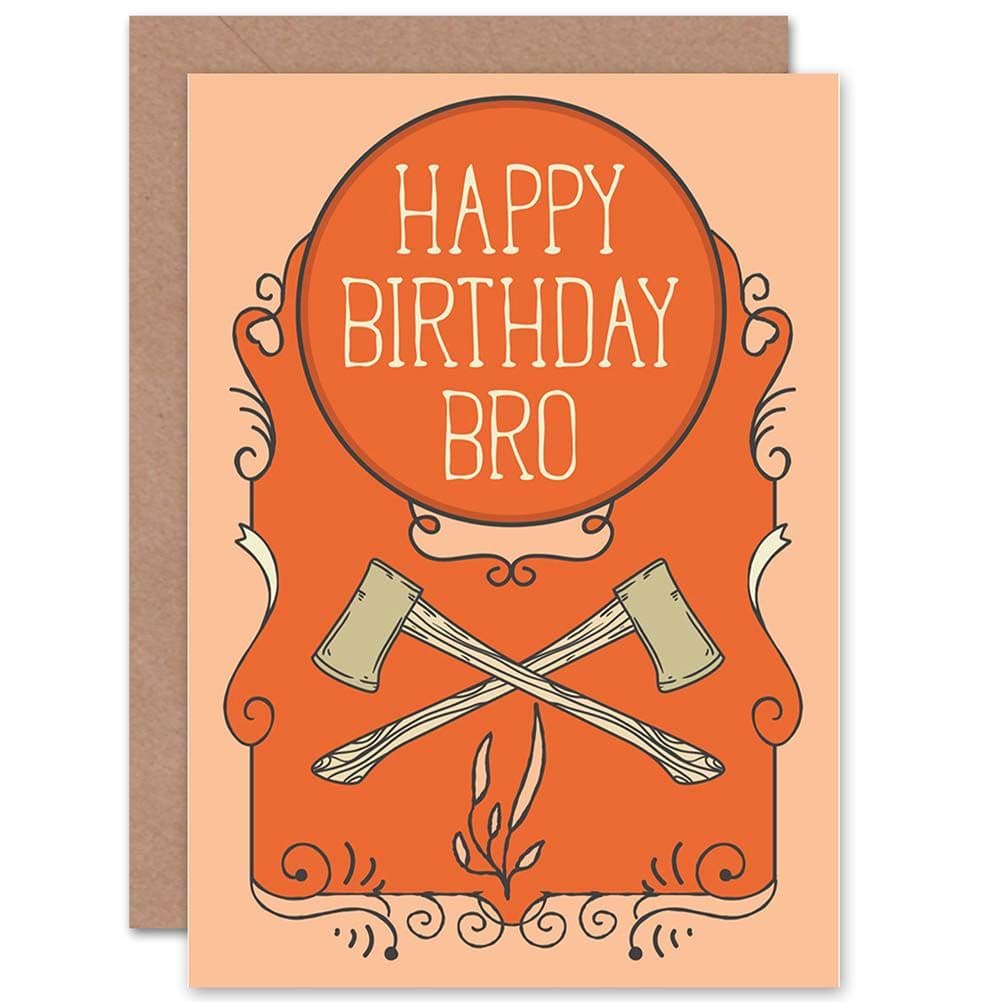 Birthday Brother Axes Orange Greetings Card