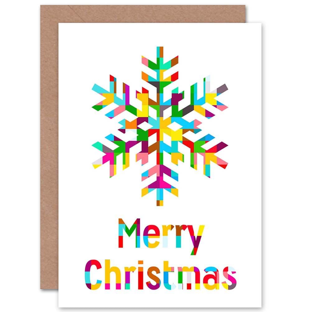 Christmas Xmas Trippy Snowflake Greetings Card