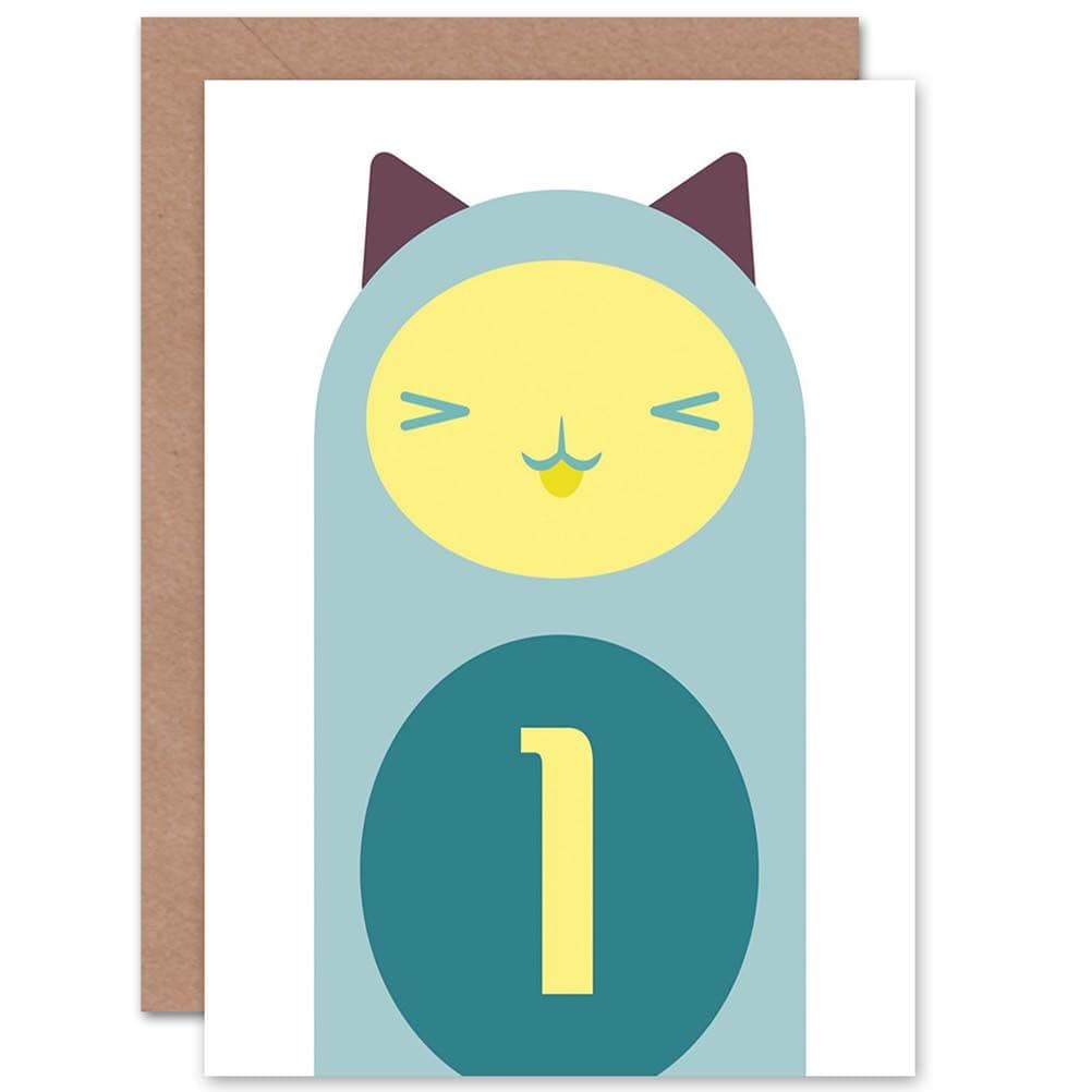 Child Birthday Cat 1 One Year Old Greetings Card