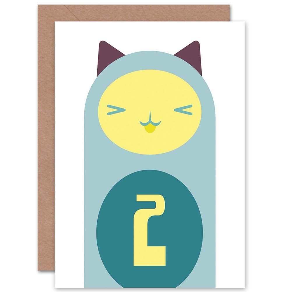 Birthday Cat 2 Two Year Old Greetings Card
