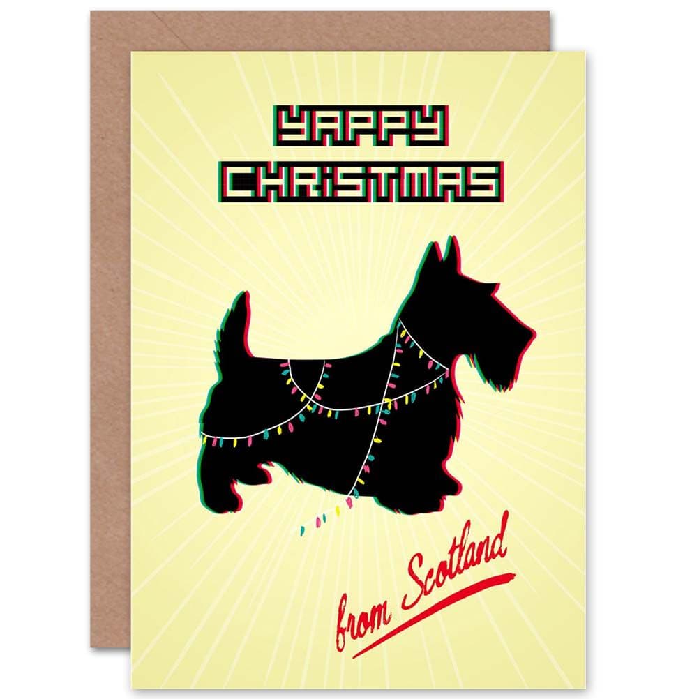Christmas Xmas Trippy Scottie Dog Greetings Card