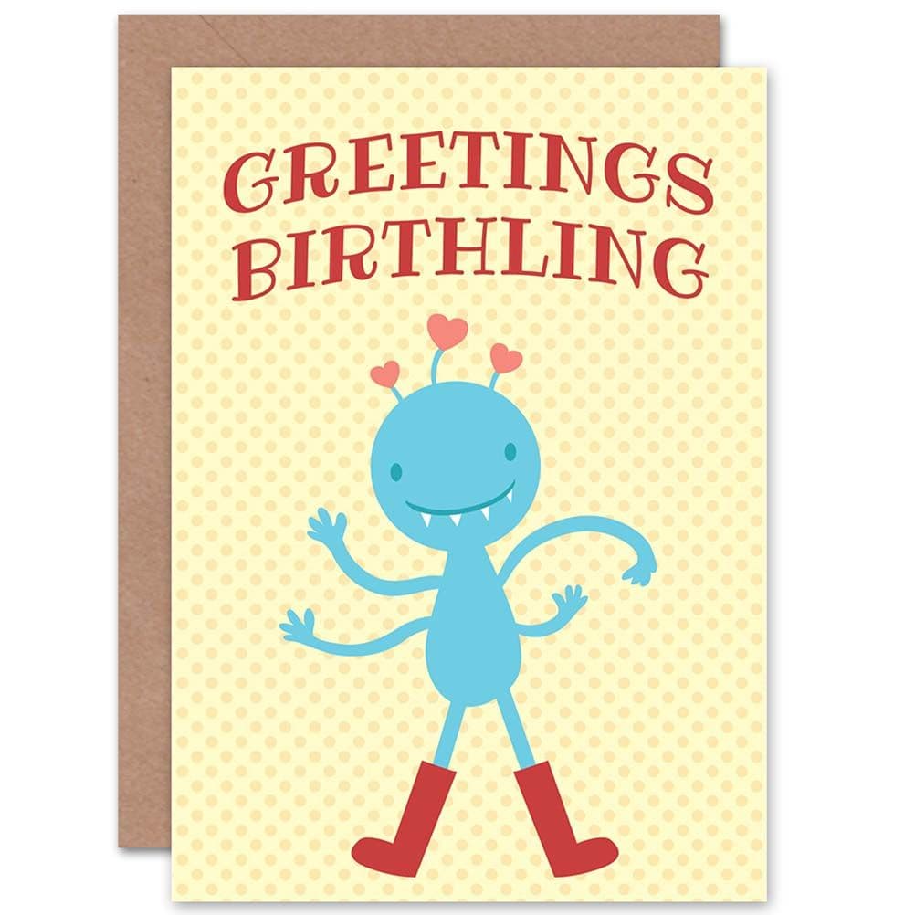 Birth Cartoon Alien Birthling Greetings Card