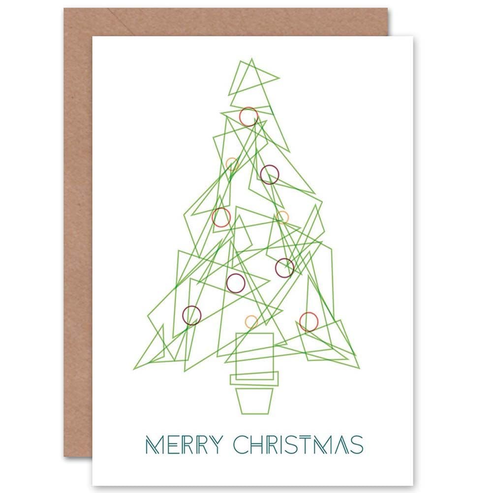 Christmas Xmas Outline Tree Design Greetings Card