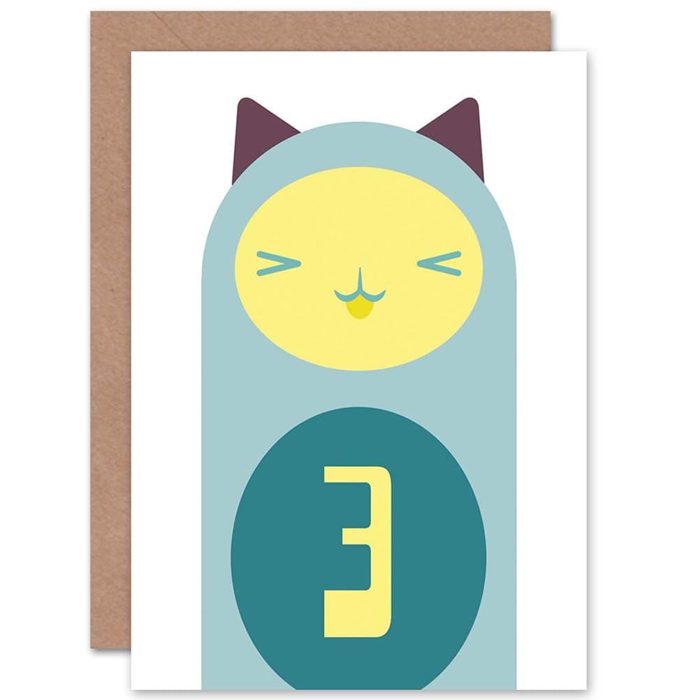 Child Birthday Cat 3 Three Year Old Greetings Card