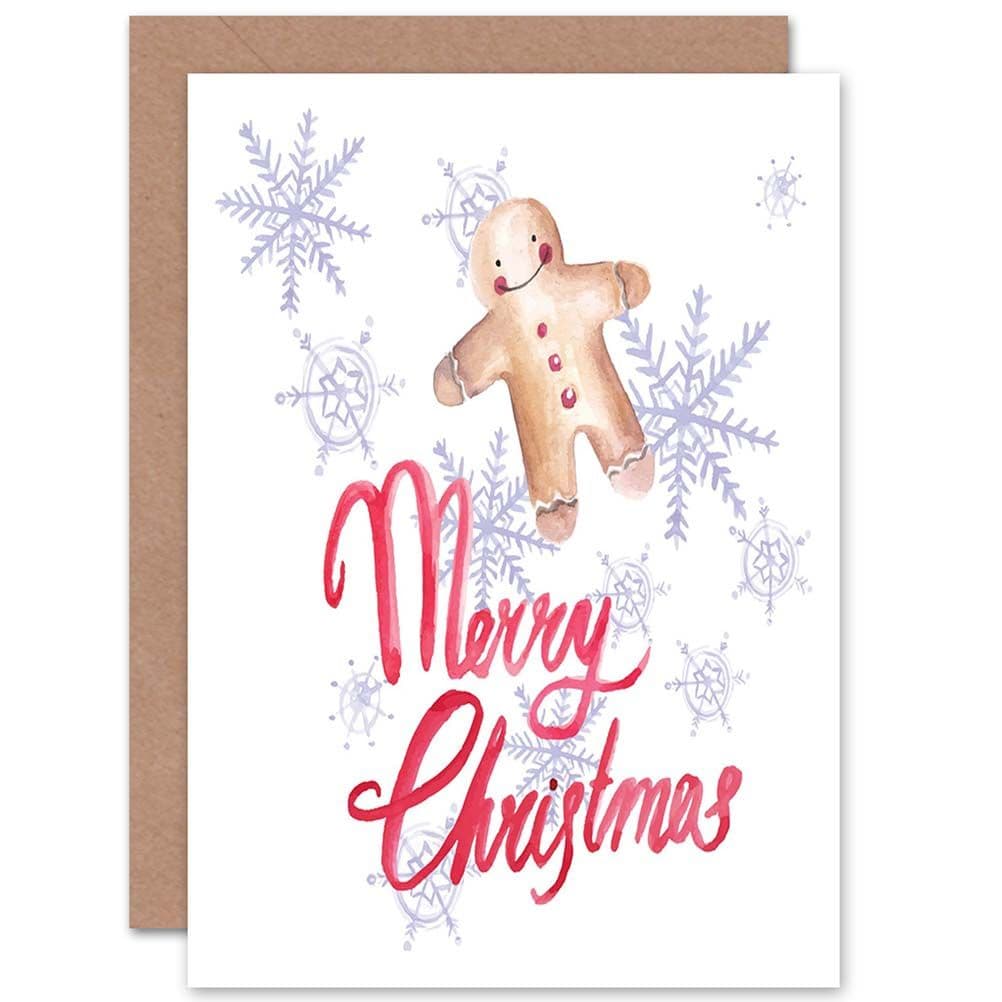 Christmas Xmas Cute Gingerbread Man Greetings Card