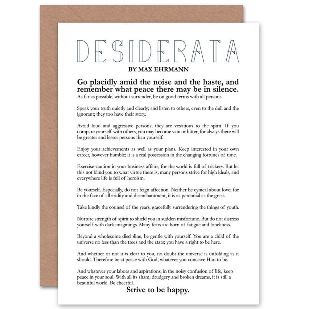 Desiderata Poem Max Ehrmann Birthday Greeting Card