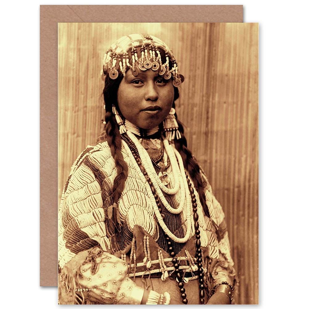 Photo Portrait Curtis Native American Wishham Bride Greetings Card