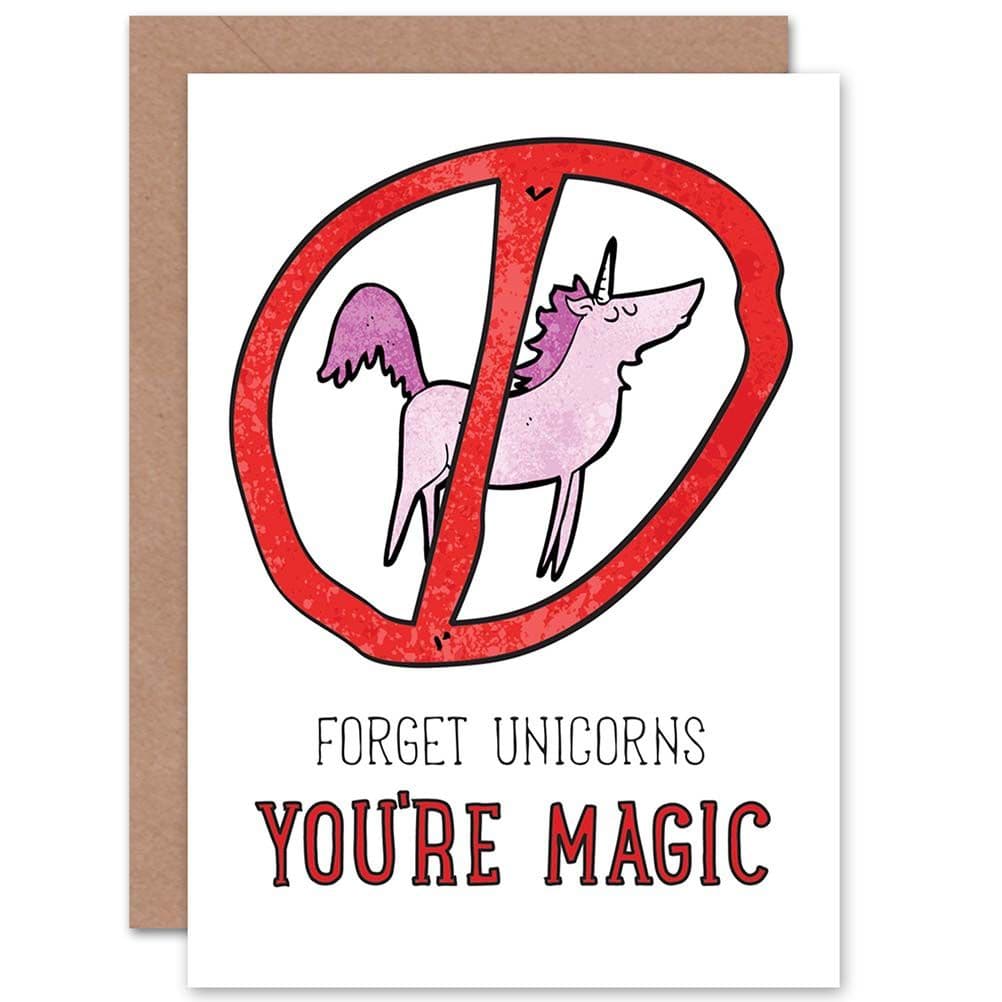 Romance Valentine Forget Unicorns Sign Greetings Card