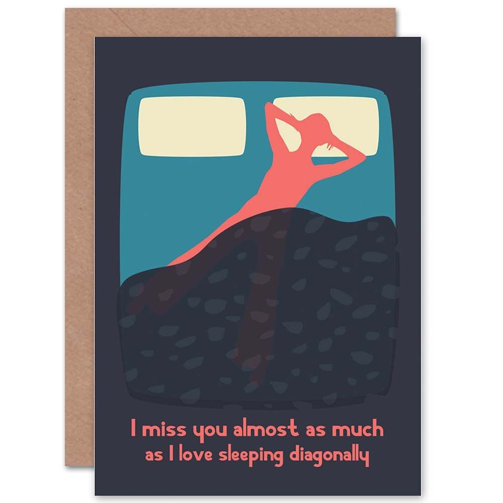 Romance Valentine Miss You Bed Funny Greetings Card