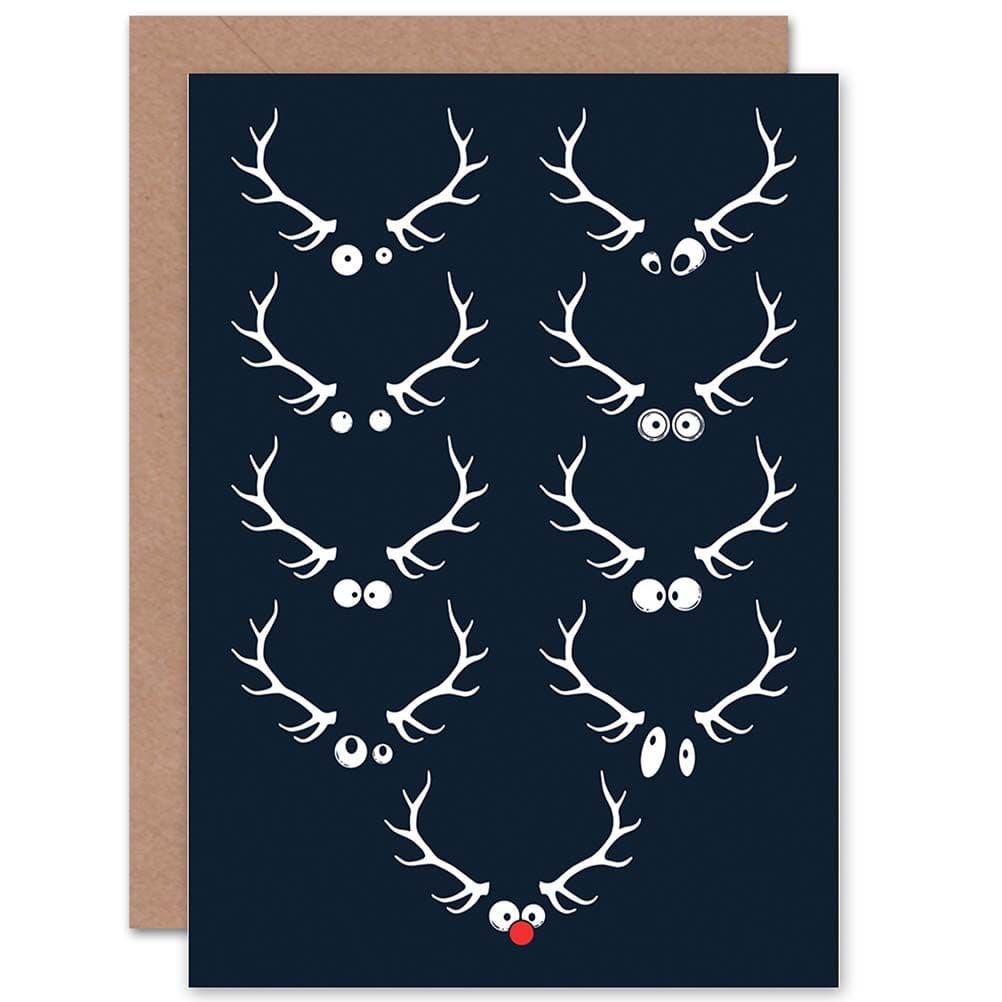 Googly Eyed Reindeer Rudolph Fun Funny Xmas Christmas Greetings Card