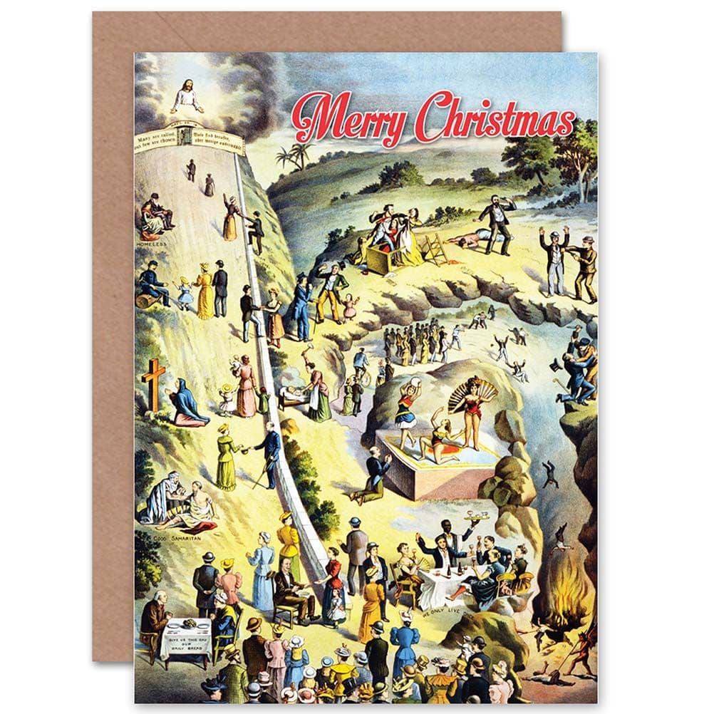 Alternative Christmas Xmas Journey To Heaven Hell Greetings Card