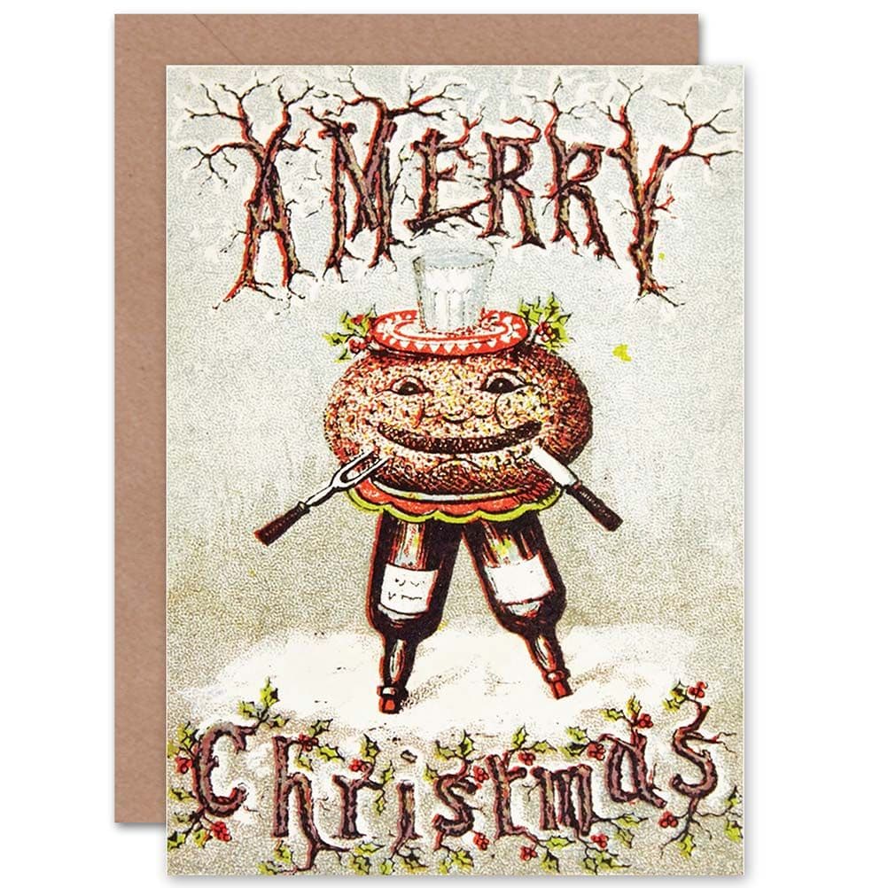 Christmas Xmas Plum Duff Pudding Funny Greetings Card