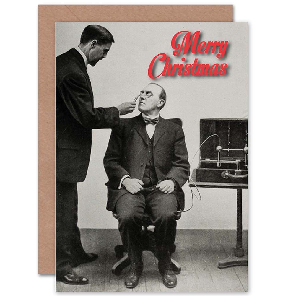Alternative Christmas Xmas Funny Weird Electric Eye Test Greetings Card
