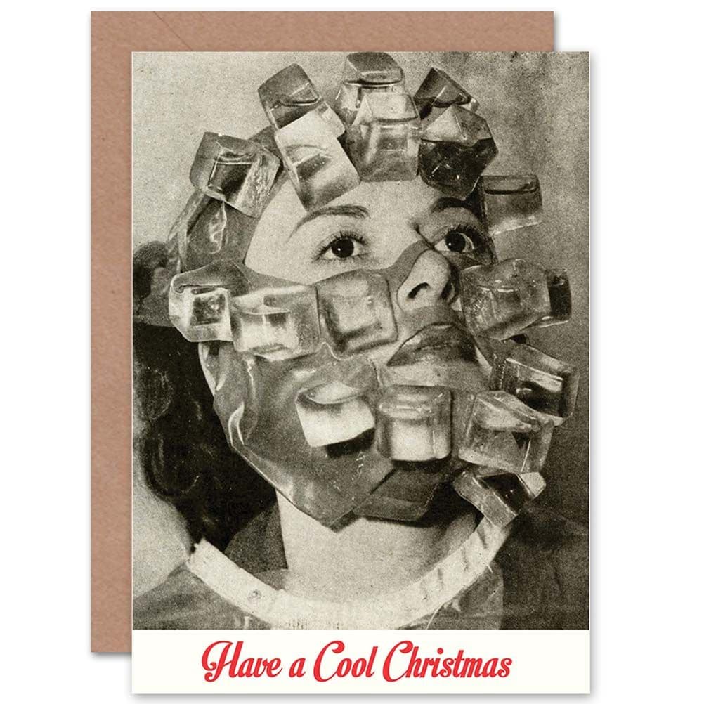 Alternative Christmas Xmas Weird Face Mask Ice Cube Funny Greetings Card