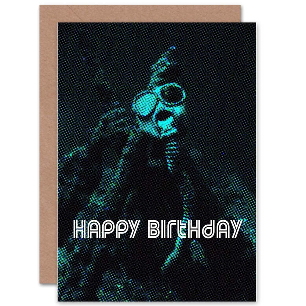 Happy Birthday Creepy Undersea Gas Mask Gothic Greetings Card