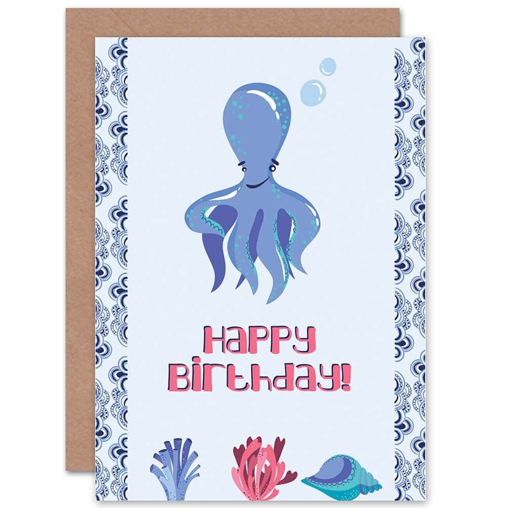 Happy Birthday Octopus Bubbles Greetings Card