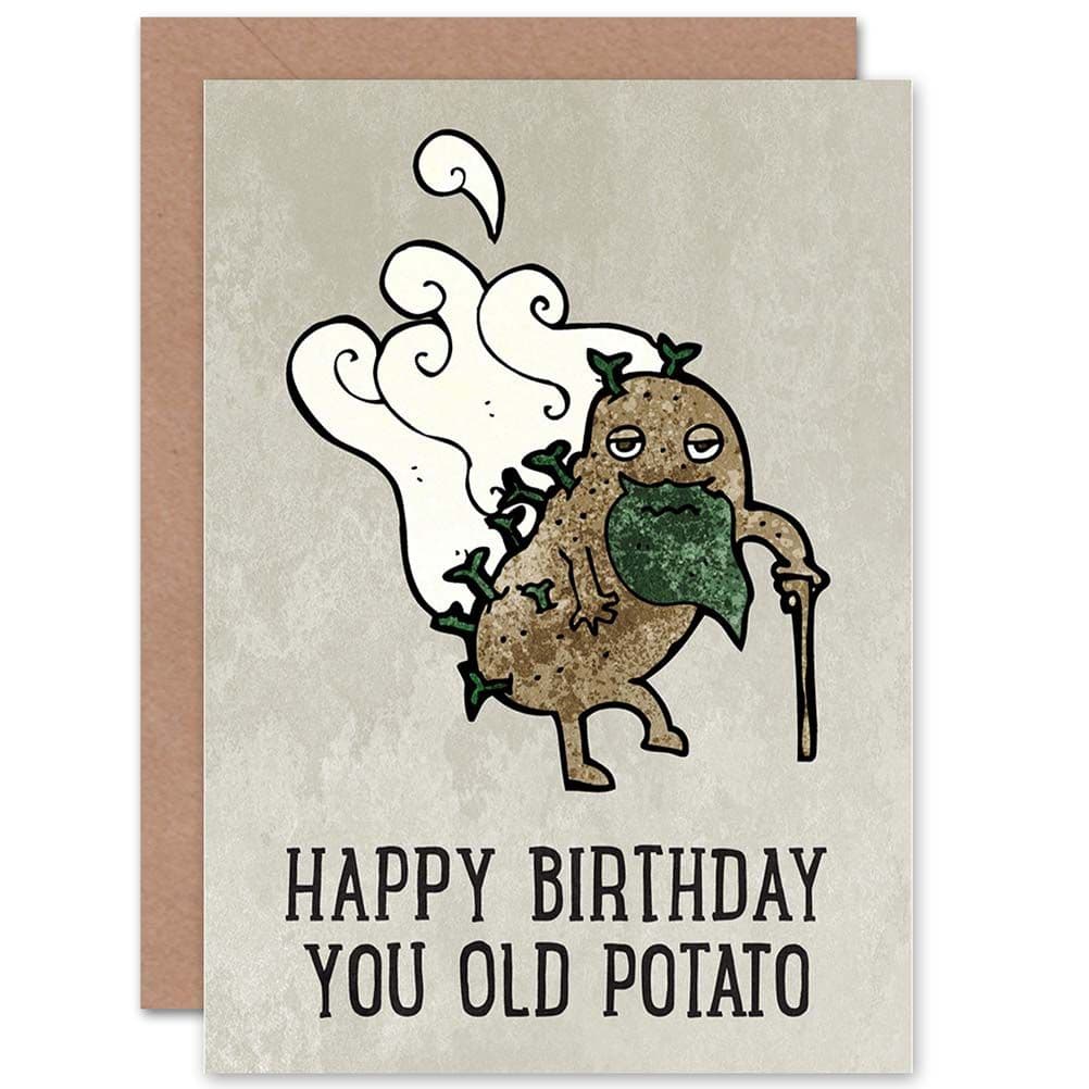 Happy Birthday Old Potato Cartoon Greetings Card