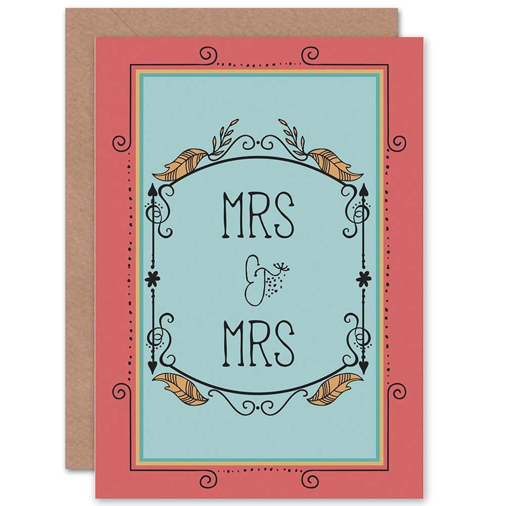 Same Sex Marriage Ornate Leaf Gay Greetings Card