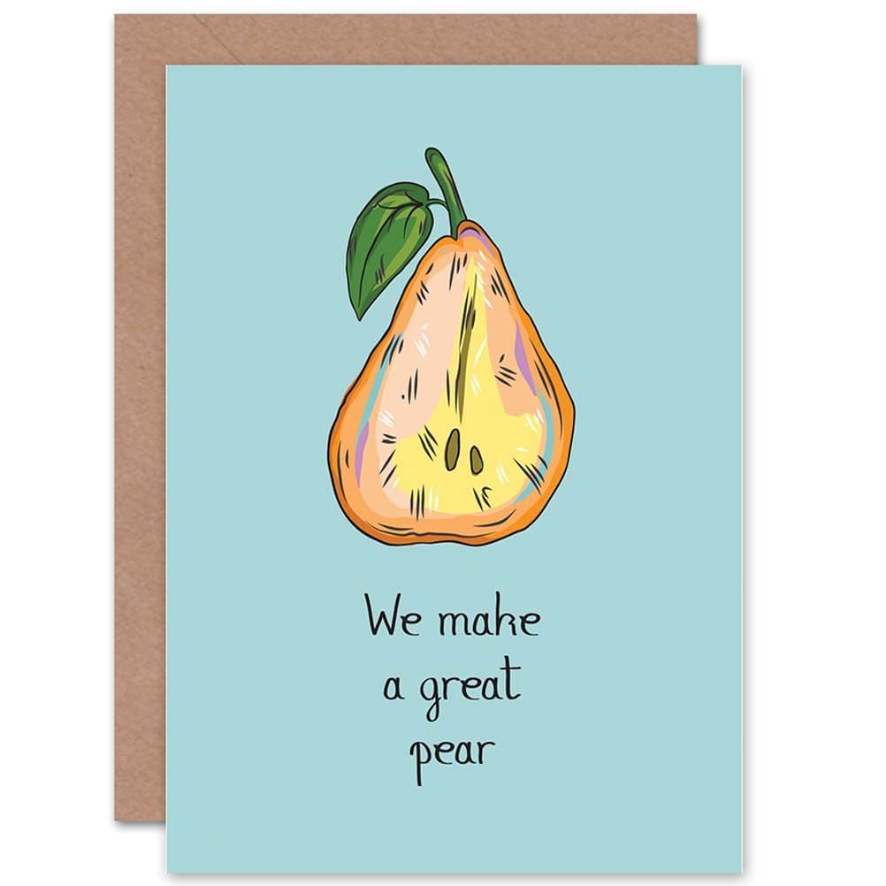 Greetings Romance Valentine Pear Fruit Pun Funny Greetings Card