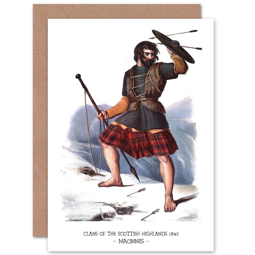 Painting Book Clans Scottish 1845 Macinnes Colour Greetings Card