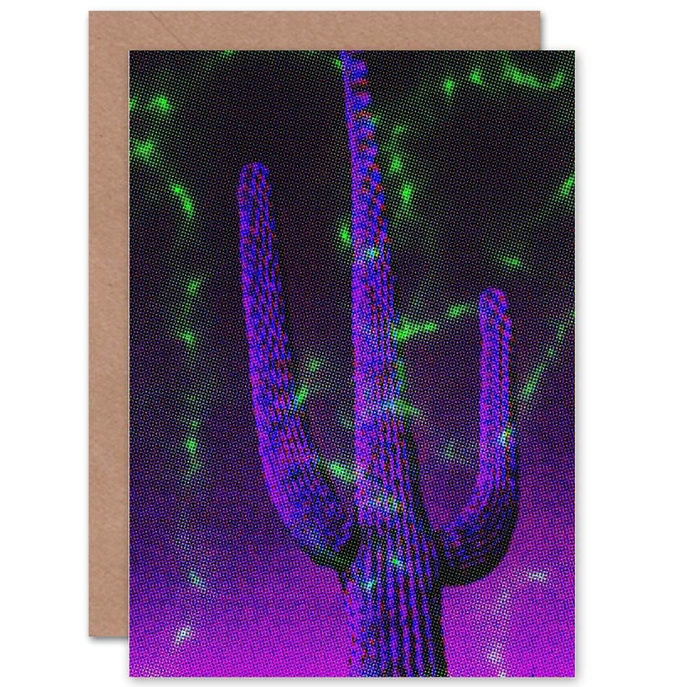 Photo Painting Dark Gothic Cactus Aurora Graphic Greetings Card