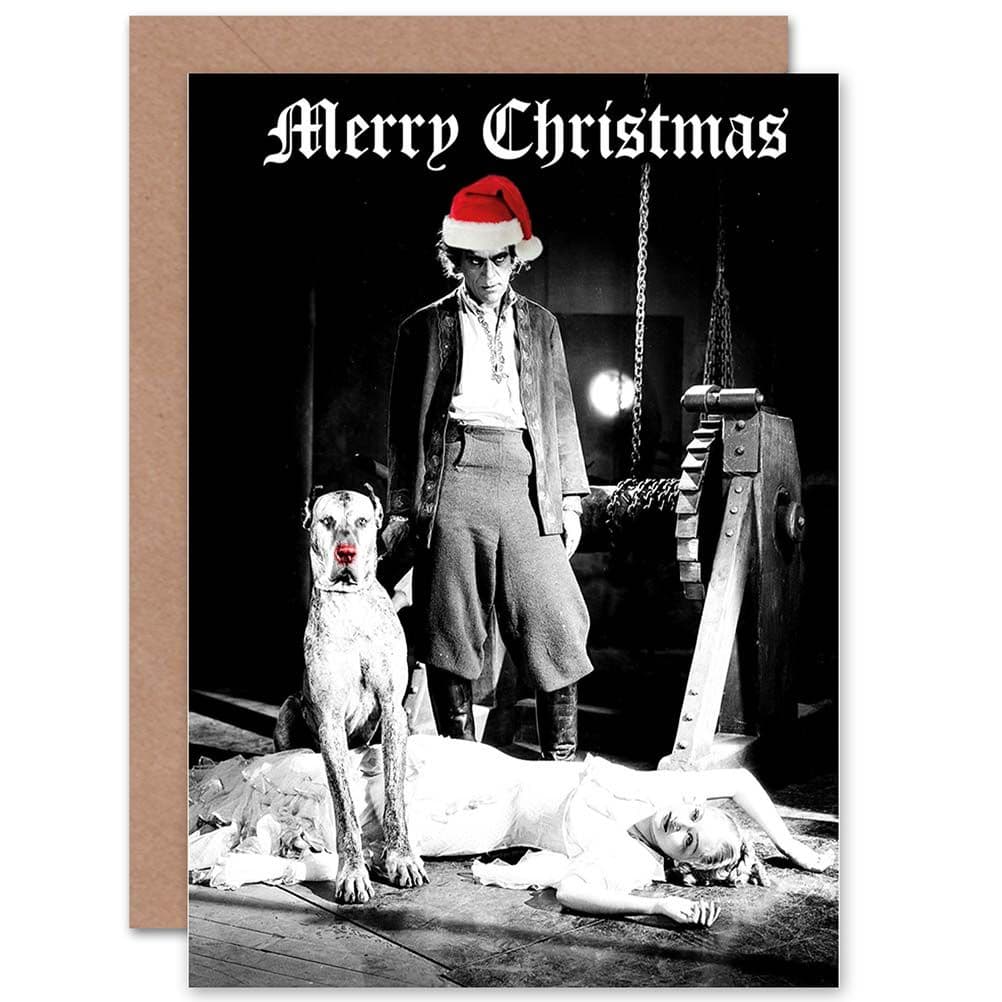 Christmas Xmas Karloff Baron Berghman Horror Fun Greetings Card