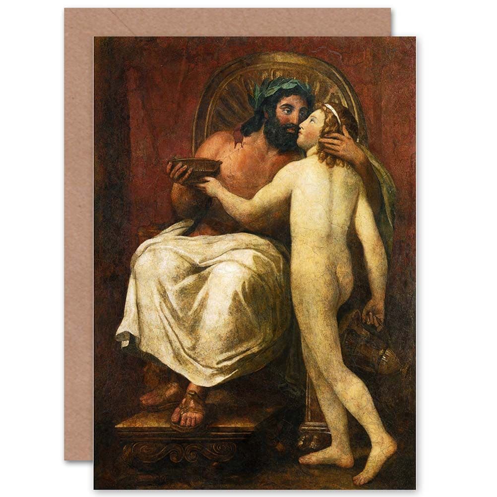 Greeitn Painting Allegory Mengs Jupiter Kissing Ganymede Greetings Card