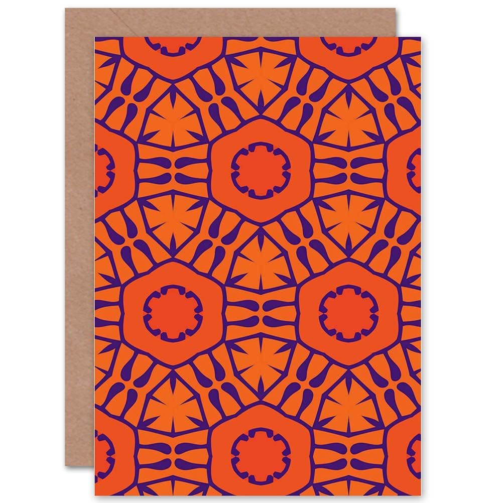 Floral Flower Pattern Tile Design Greetings Card