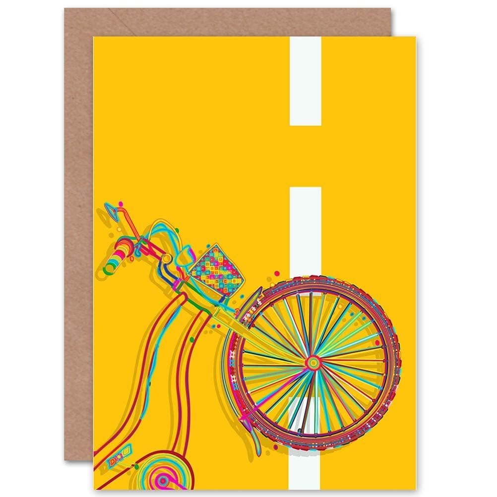 Psychedelic Push Bike Road Greetings Card