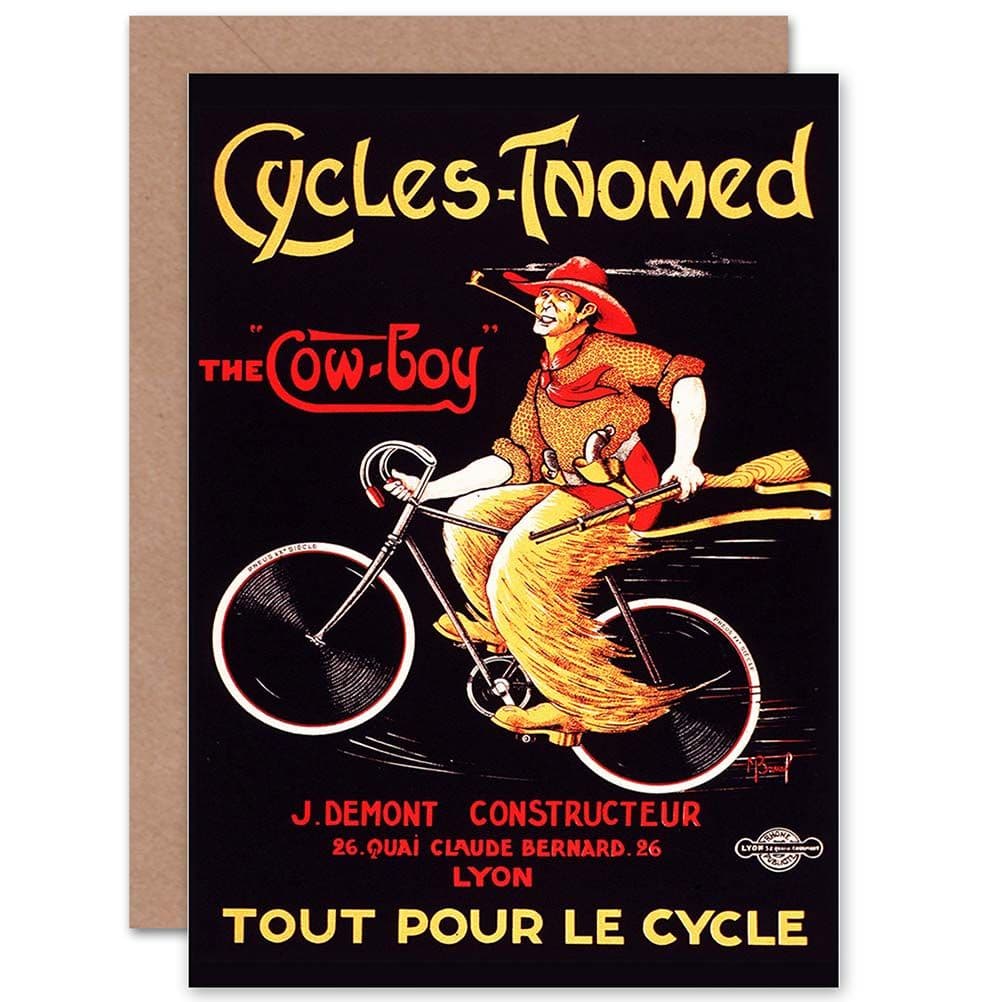 Retro Ad Cycles Tnomed Lyon France Greetings Card