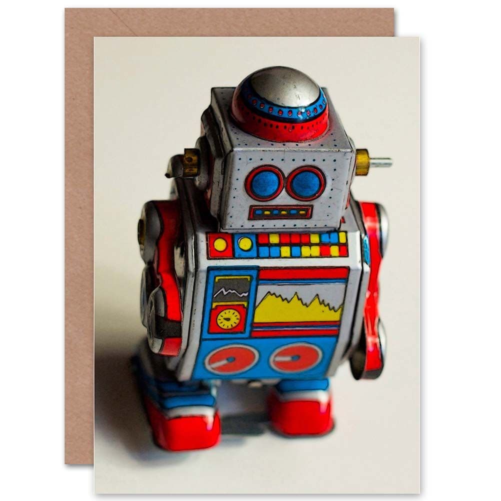 Retro Toy Robot Cool Fun Birthday Greetings Card