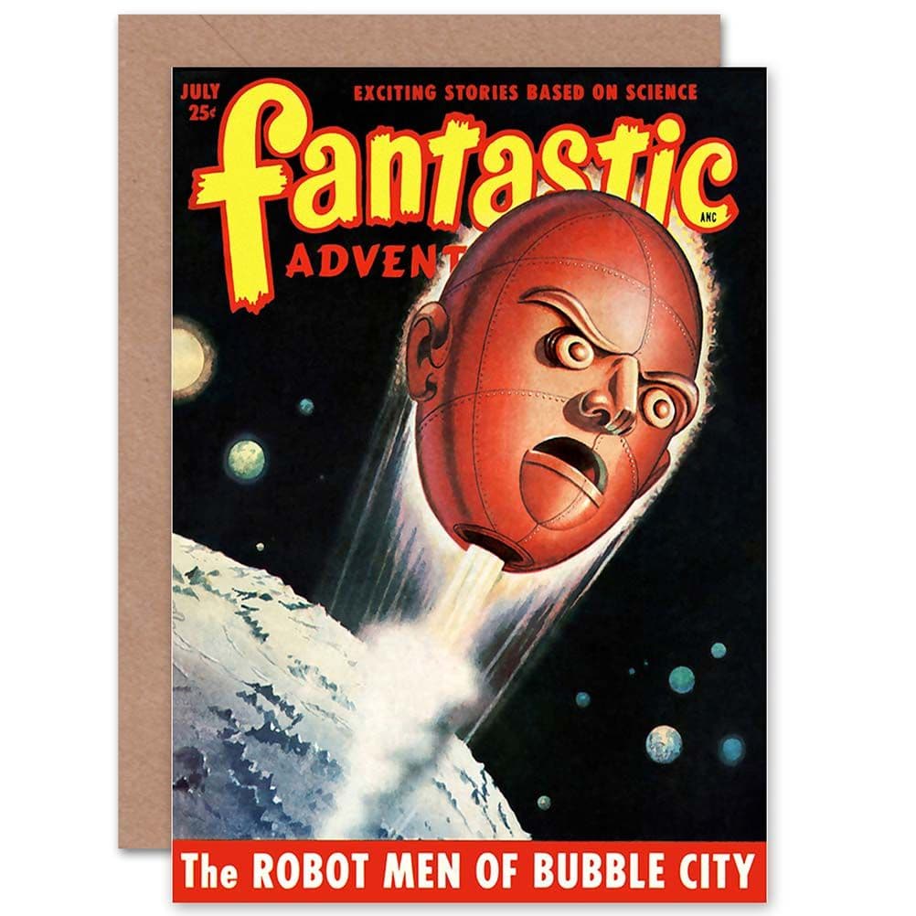 Sci Fi Magazine Fantastic Adventure Cover Greetings Card