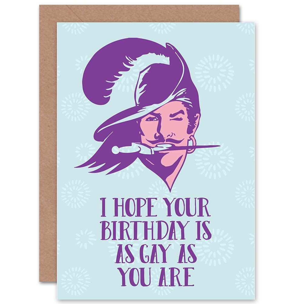 Gay Birthday Card Happy Camp Cavalier Macho Knife Wink Greetings Card
