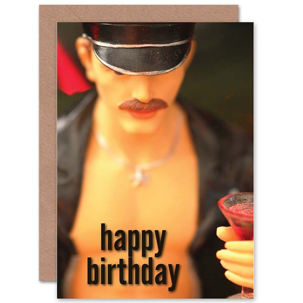 Happy Birthday Card Gay Doll Cocktail Leather Fun Greetings Card