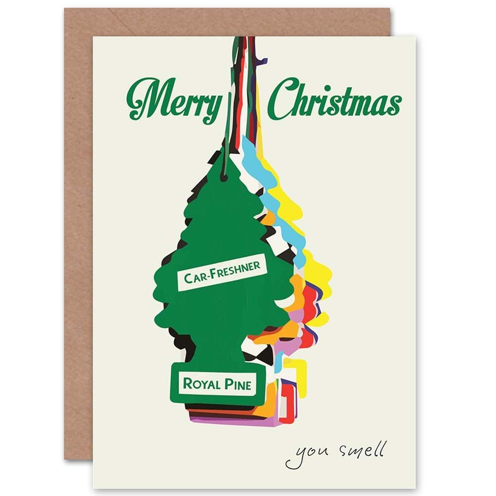 Merry Christmas Xmas Air Frsh Tree Smell Fun Greetings Card