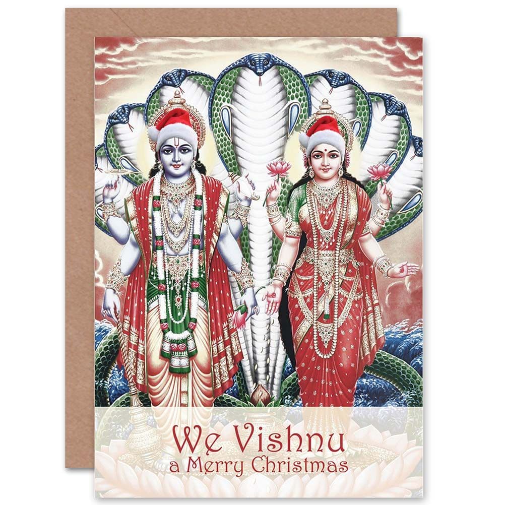 Merry Christmas Xmas We Vishnu Pun Multiculturalist Fun Greetings Card