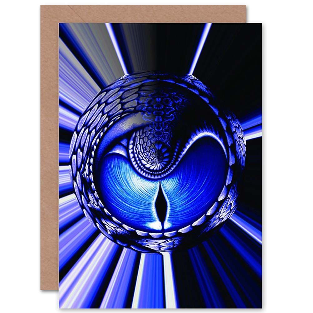 Painting Digital Abstract Evry Dragon Eye Blue Greetings Card