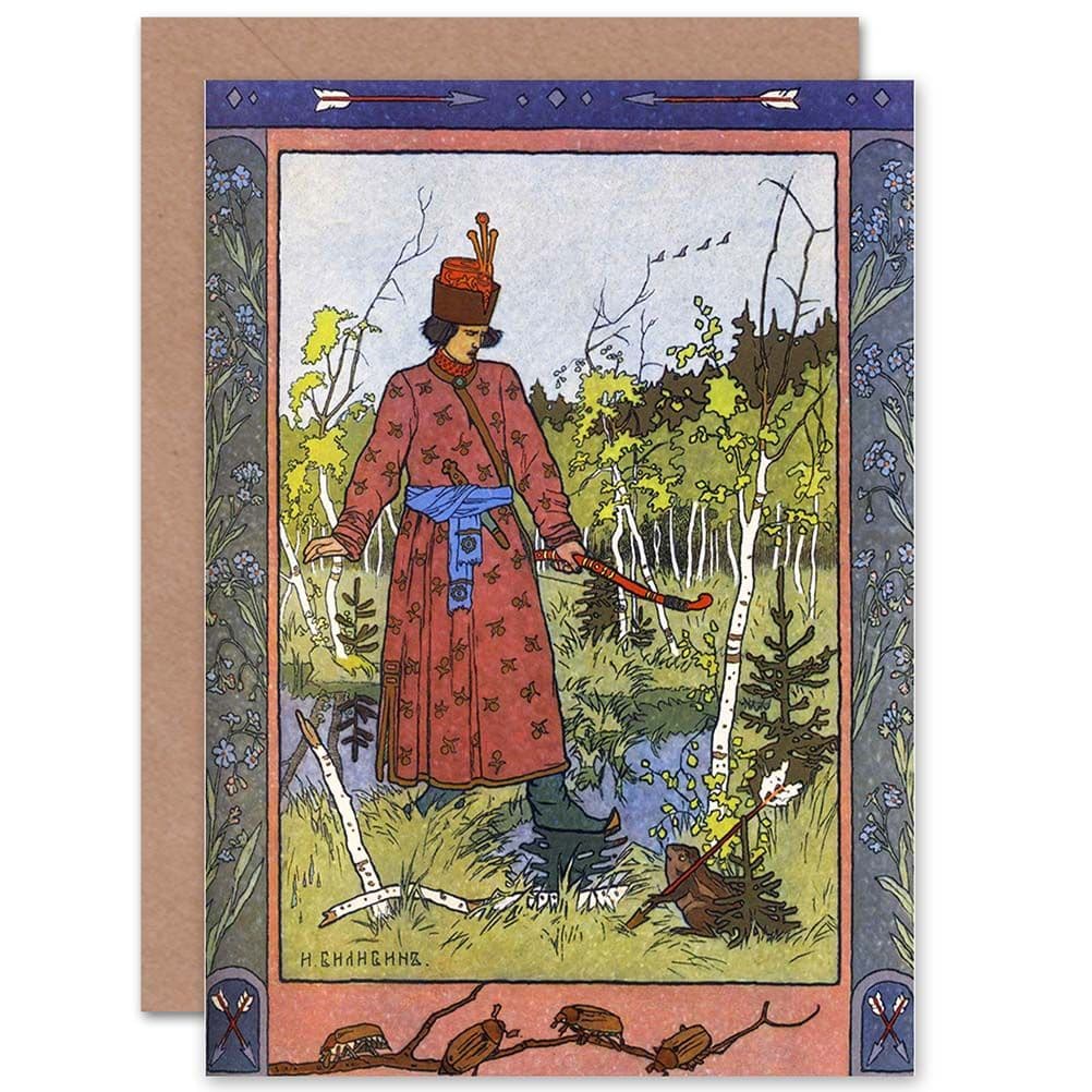 Painting Folklore Russia Bilibin Frog Princess Greetings Card