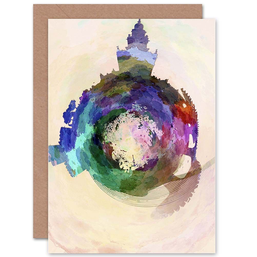 Painting Small World Abstract Skyline Seville Spain Greetings Card